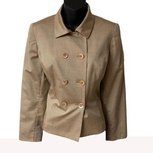 PIAZZA SEMPIONE Tan Wool Silk Blend Buttoned Blazer‎